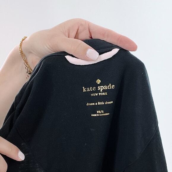 Kate Spade Black Short Tie House Bathrobe Size XS/S - Picture 4 of 5